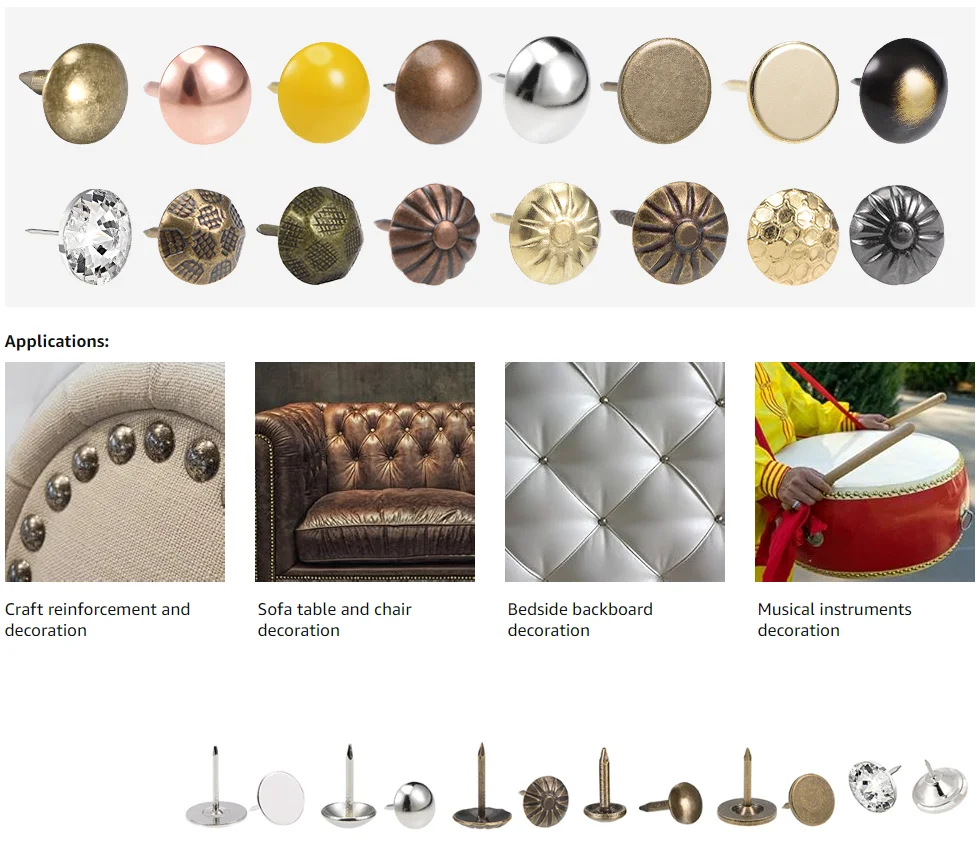 Brass Decorative Thumb Nail Push Pins Sofa Furniture Thumbtacks Flower Thumb Tacks Gold Pushpins for Photos Wall Corkboards Pins