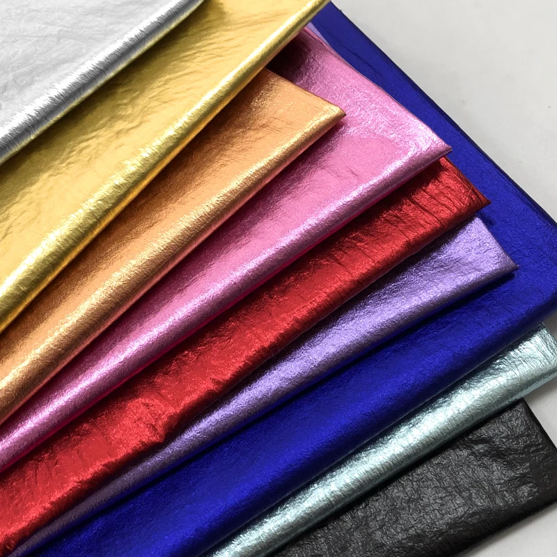 Shine Multi-Color Gold And Silver Corrugated Thin Nylon taffeta Gold Shiny PU Coated Down Jacket Fabric For Jackets Bags