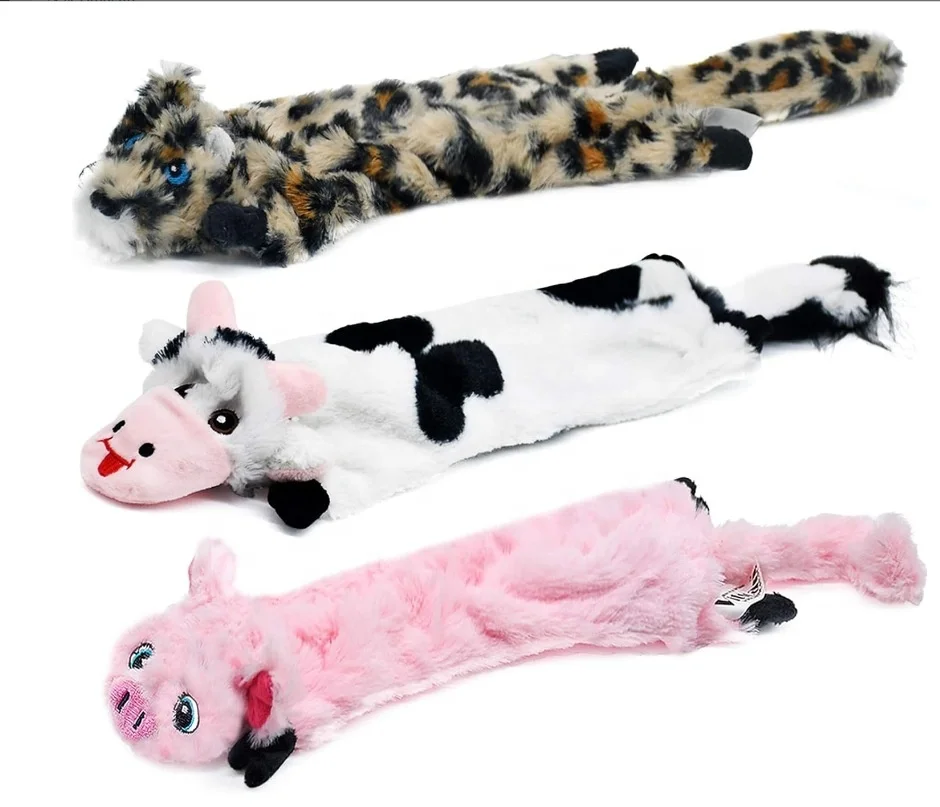 Skinny Peltz - Fox Raccoon & Squirrel - No Stuffing Squeaky Dog Toys Unstuffed Chew Toy for Small & Medium Breeds
