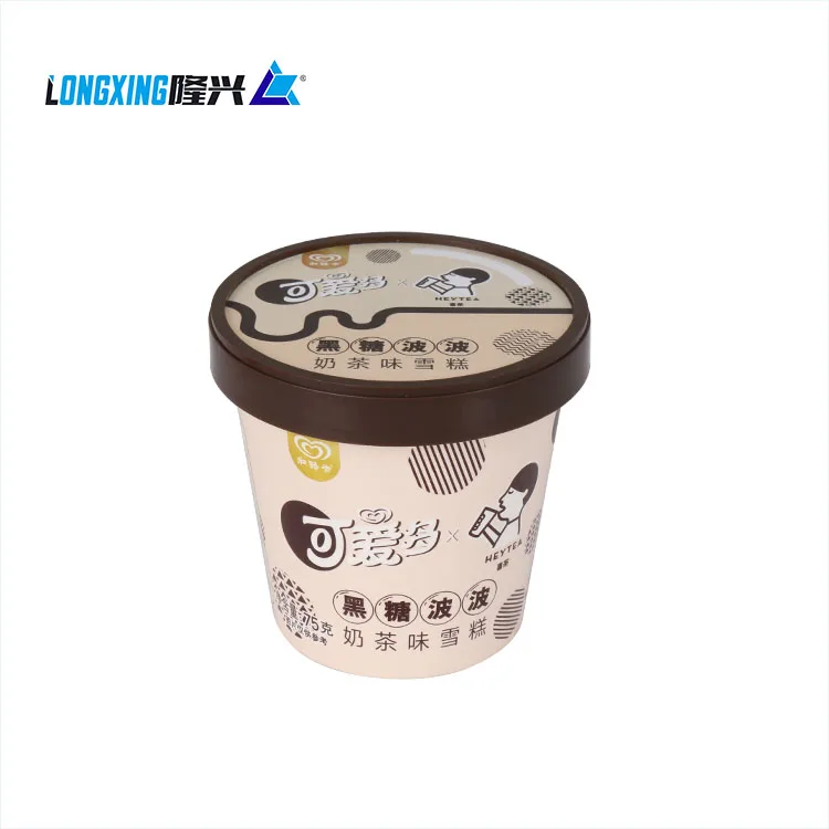 
ice cream cup 5oz paper cup with custom IML plastic lid disposable frozen yogurt container ice cream packaging 