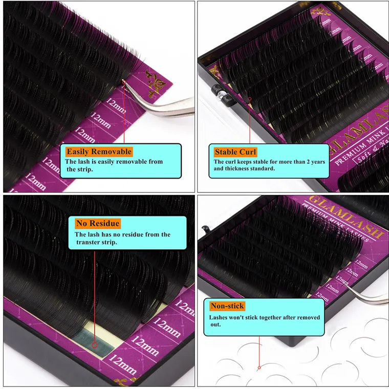 Mink 3D Private Label Wholesale Human Hair One Dollar Drag Queen Magnetic S C False Curl Eyelash Extension