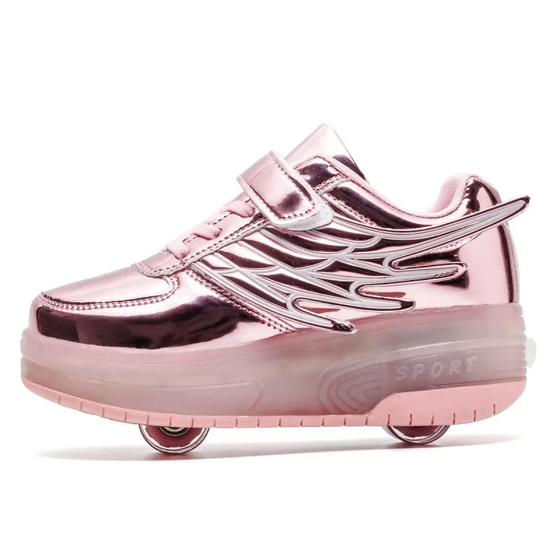 Manufactory High Quality USB Charge Boys Girls Sports Sneakers Colors Lights PU Flashing skates New Cool style Kids Roller Shoes