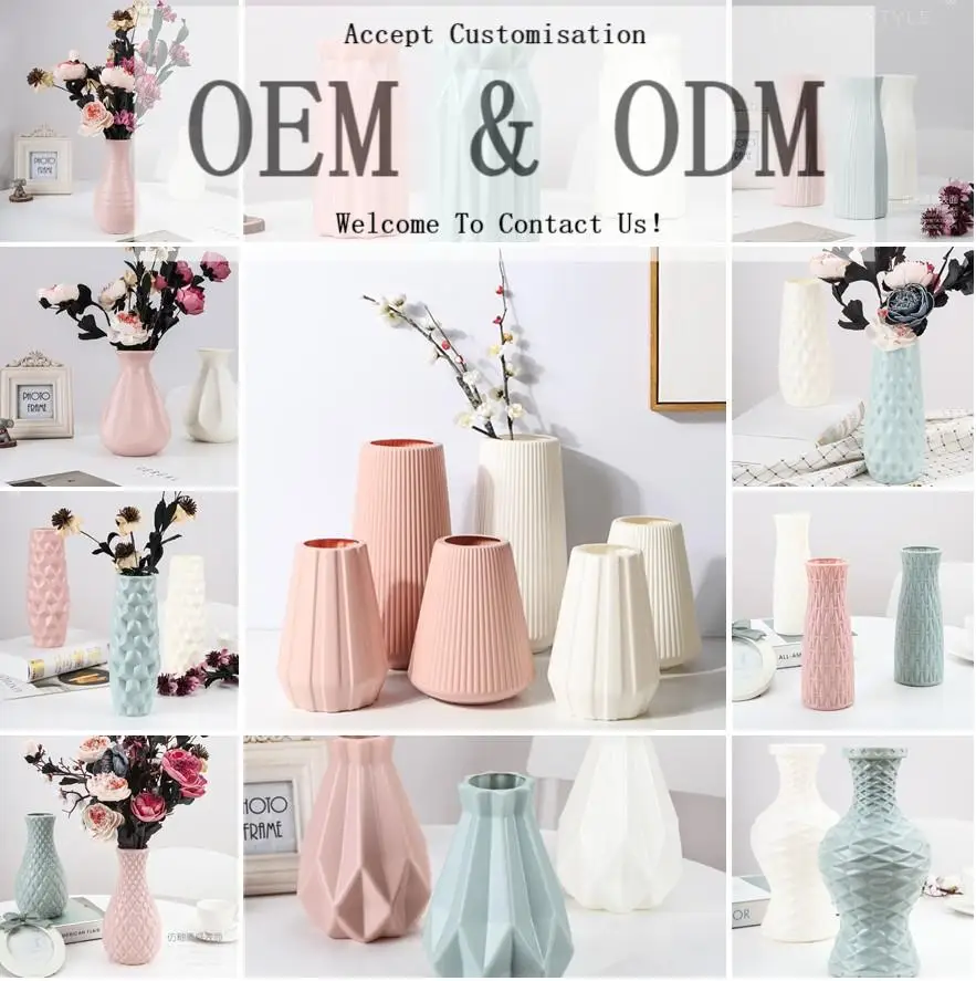 High Quality Simple Plastic Flower Vase Green Planting Arrangement Modern Personalized Crafts Decoration Nordic Plastic Vase