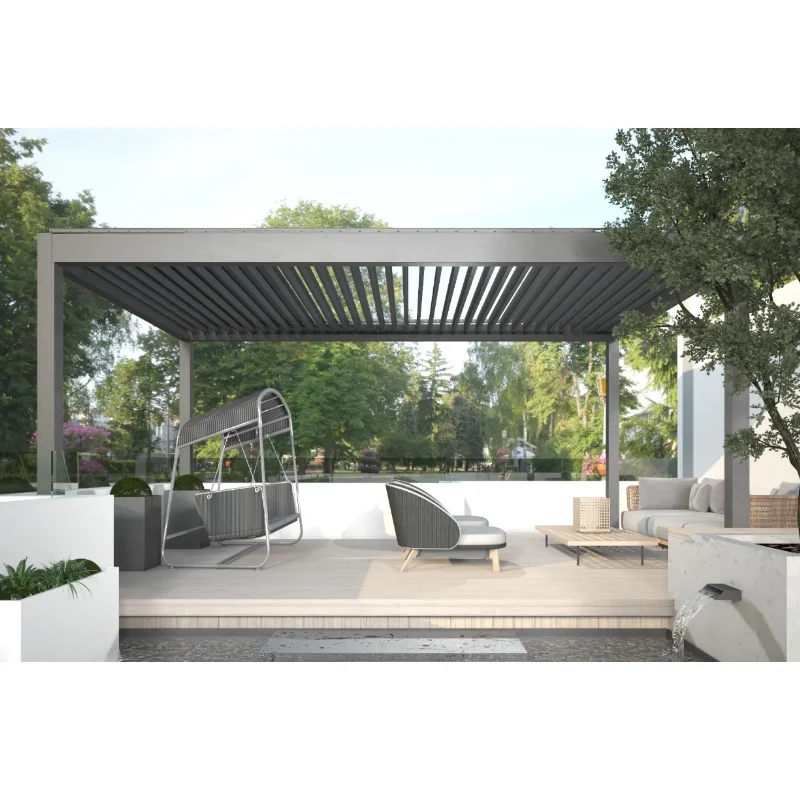 Outdoor Luxury Pergola Motorized Awning Louvered Roof  Waterproof  Louvre Outdoor Gazebo Sunroom Aluminum Alloy Pergola