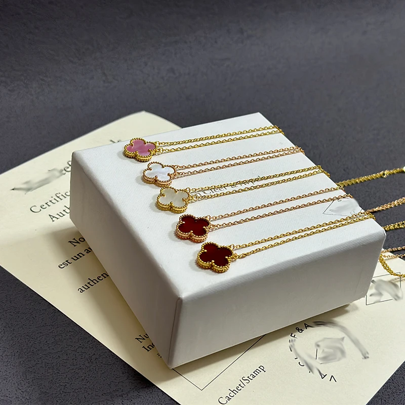 High quality gold plated 18k S925 classic Four clover necklace lucky natural agate necklace women luxury jewelry wholesale