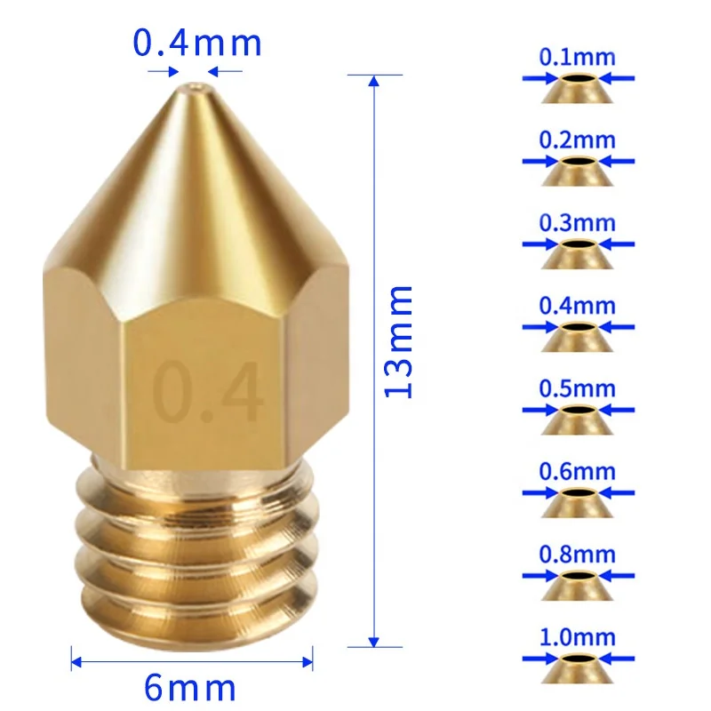 MK8 Brass Nozzle 0.2MM 0.3MM 0.4MM 0.5MM Extruder Print Head Nozzle For 1.75MM 3MM CR10 CR10S Ender-3 3D Printer Accessories
