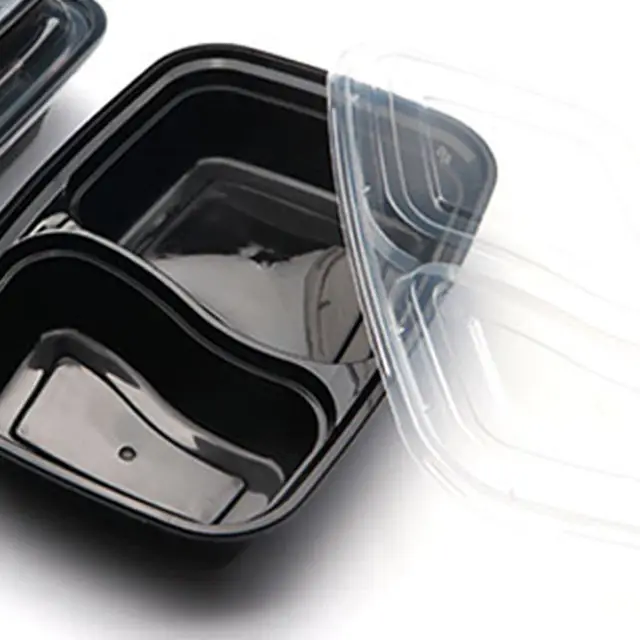 Plastic disposable Meal Prep Containers 2 Compartment With Lids Food Storage Box Plastic Food Disposable Container