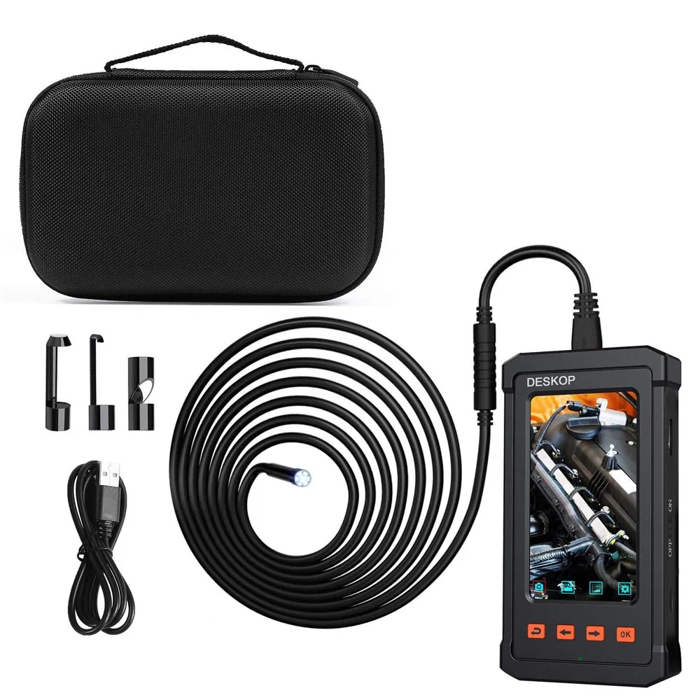 Industrial Endoscope Borescope Wall Camera with 5.5mm Micro Inspection Cam 1080P 4.3inch LCD Screen 6 LED Lights for Tool Box