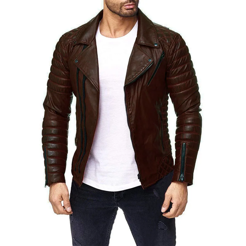Wholesale mens leather bomber jacket chamarras leather jacket for men