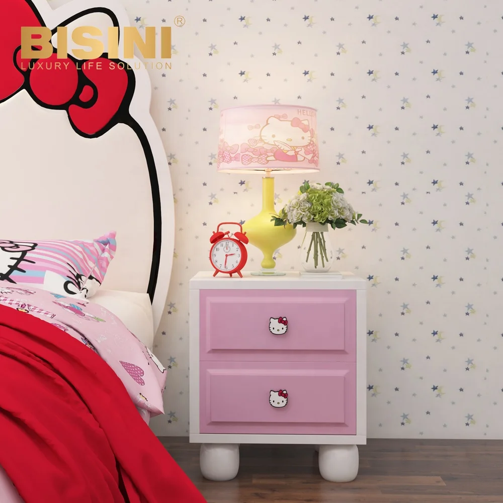 Милая Детская кровать Hello Kitty милая розовая для девочек с ночной подставкой из