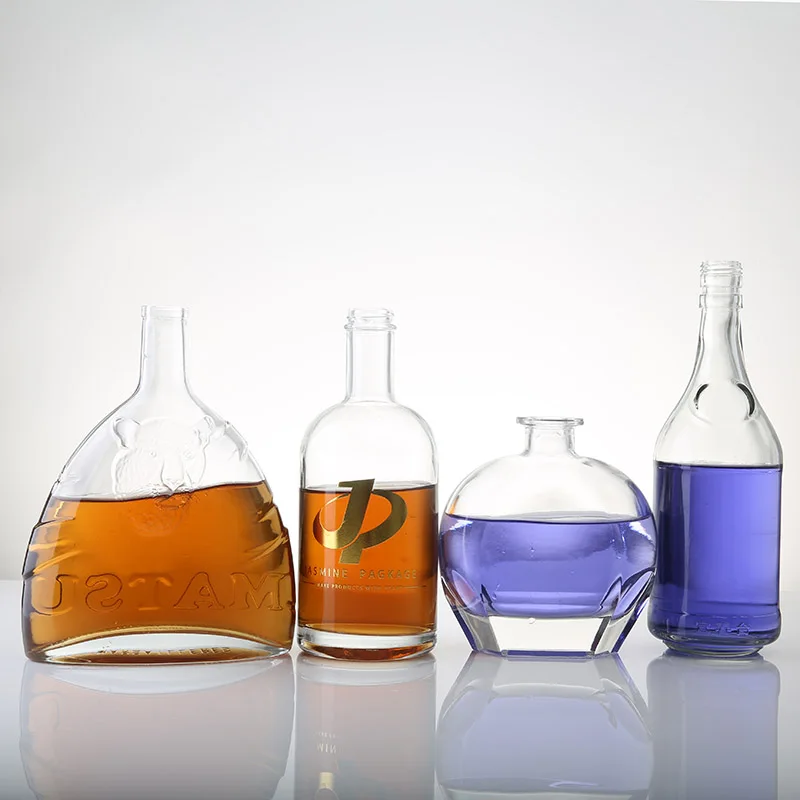 Liquor Bottle Packaging Factory Wholesale OEM ODM 700ml Luxury Whisky Gin Rum Vodka Cognac Brandy Bottle
