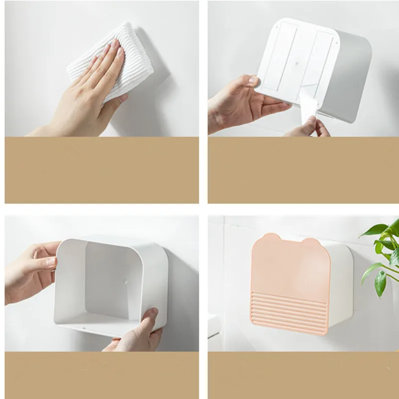 New Wall mounted Sanitary Napkin Storage Holder Flip Dustproof Sealed Cosmetics Storage Box