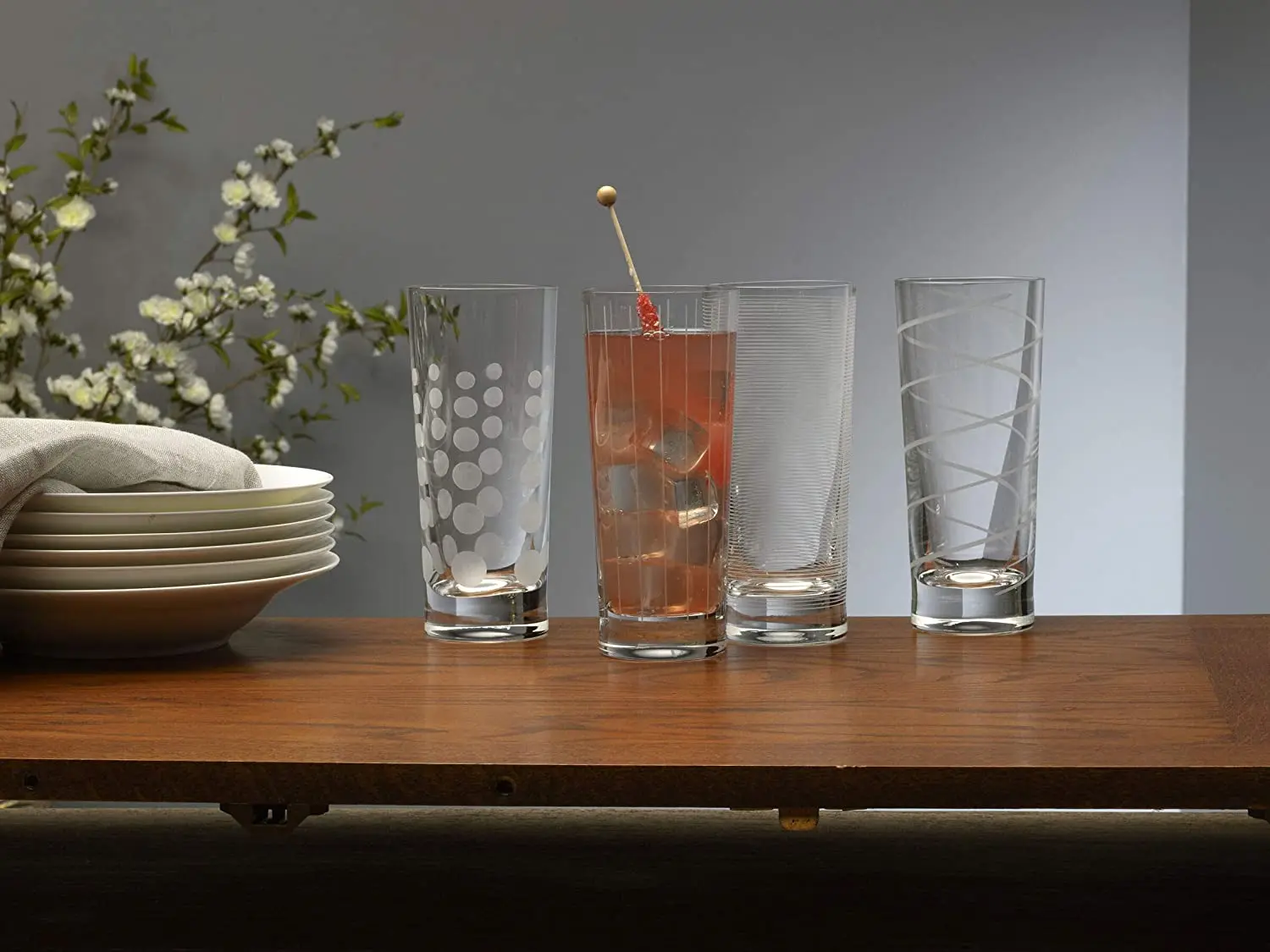 Highball Glasses with Heavy Base, Clear Drinking Glasses Set for Water, Juice, Cocktails, Wine, Beer, and Whiskey