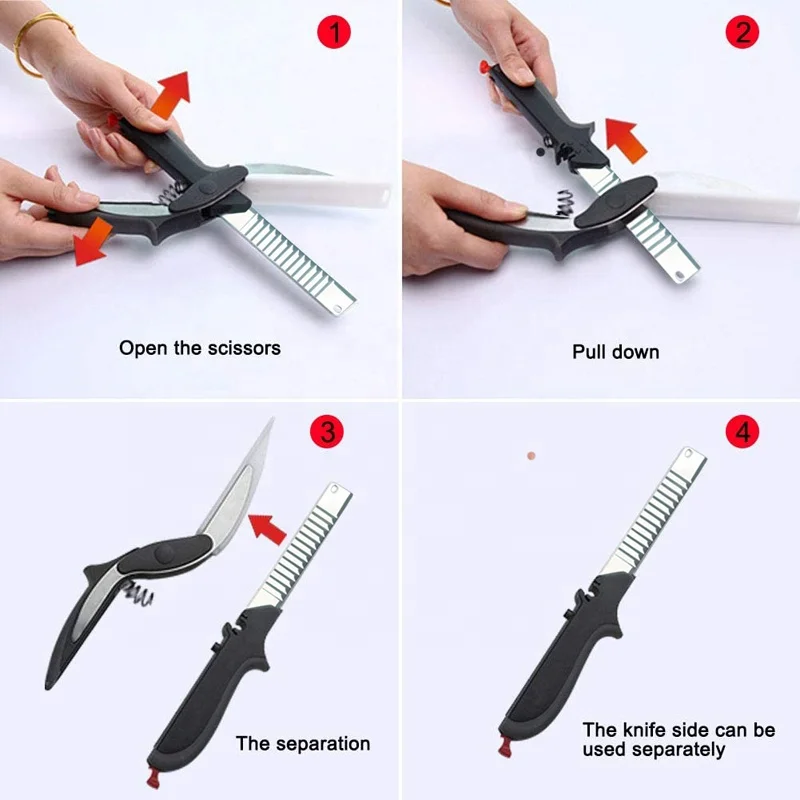 Новый стиль многофункциональный 2 в 1 нож и разделочная доска измельчитель овощерезка волнистые лезвия Умные Ножницы
