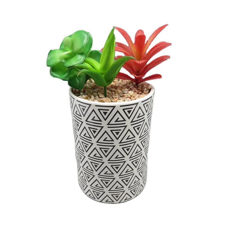 Wholesale White Color Plain Cylinder Flower Japanese Glaze Ceramic Garden Pot