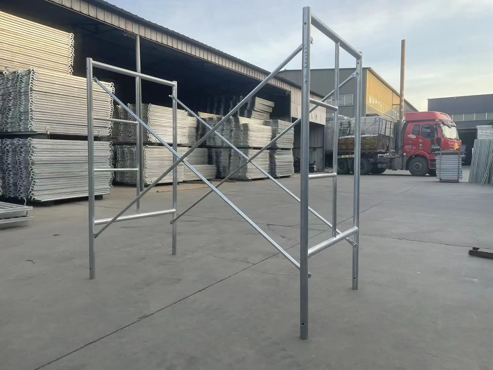 Q235 Scaffolding Frame Tubular Steel Ladder Main Frame Scaffolding System For Building Construction