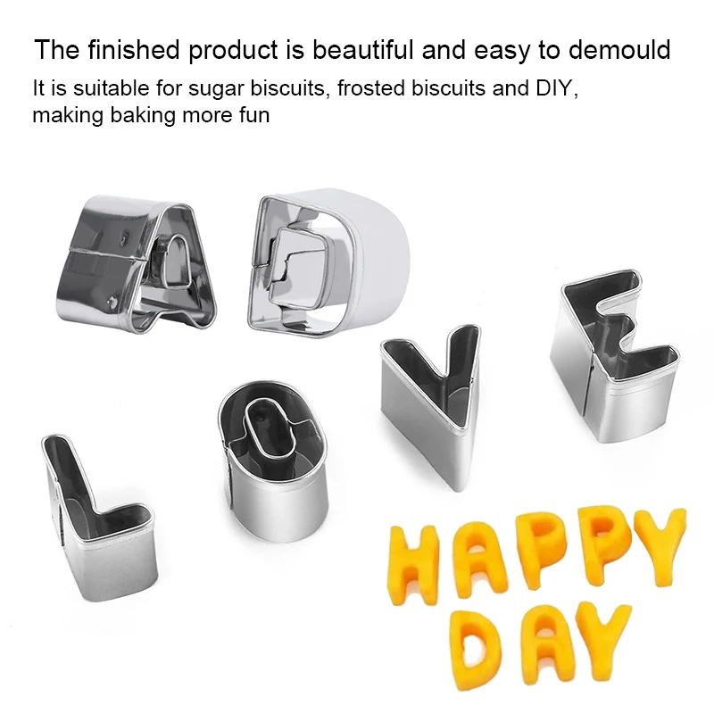 DIY Fondant Baking Tools Biscuits Mold 26 Pcs/Set Stainless Steel Alphabet Cookie Cutter