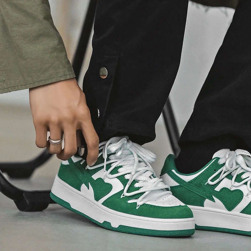 China Supplier  Men and Women Casual basketball style Shoes Fashion Trendy Male custom Sneakers Squid Game Green Lace up shoes