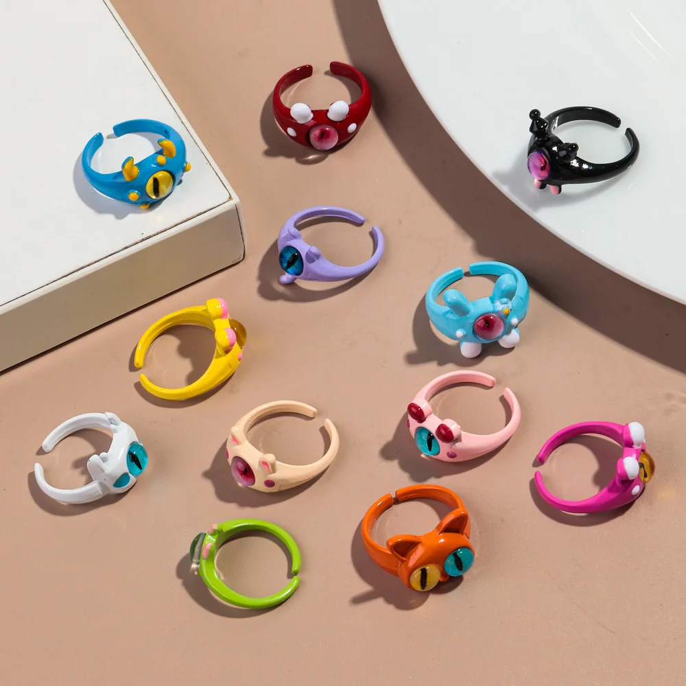 Latest Products Fashion One Glance Cute Little Monster Multi-Color Ring Customized Alloy Rings For Unisex