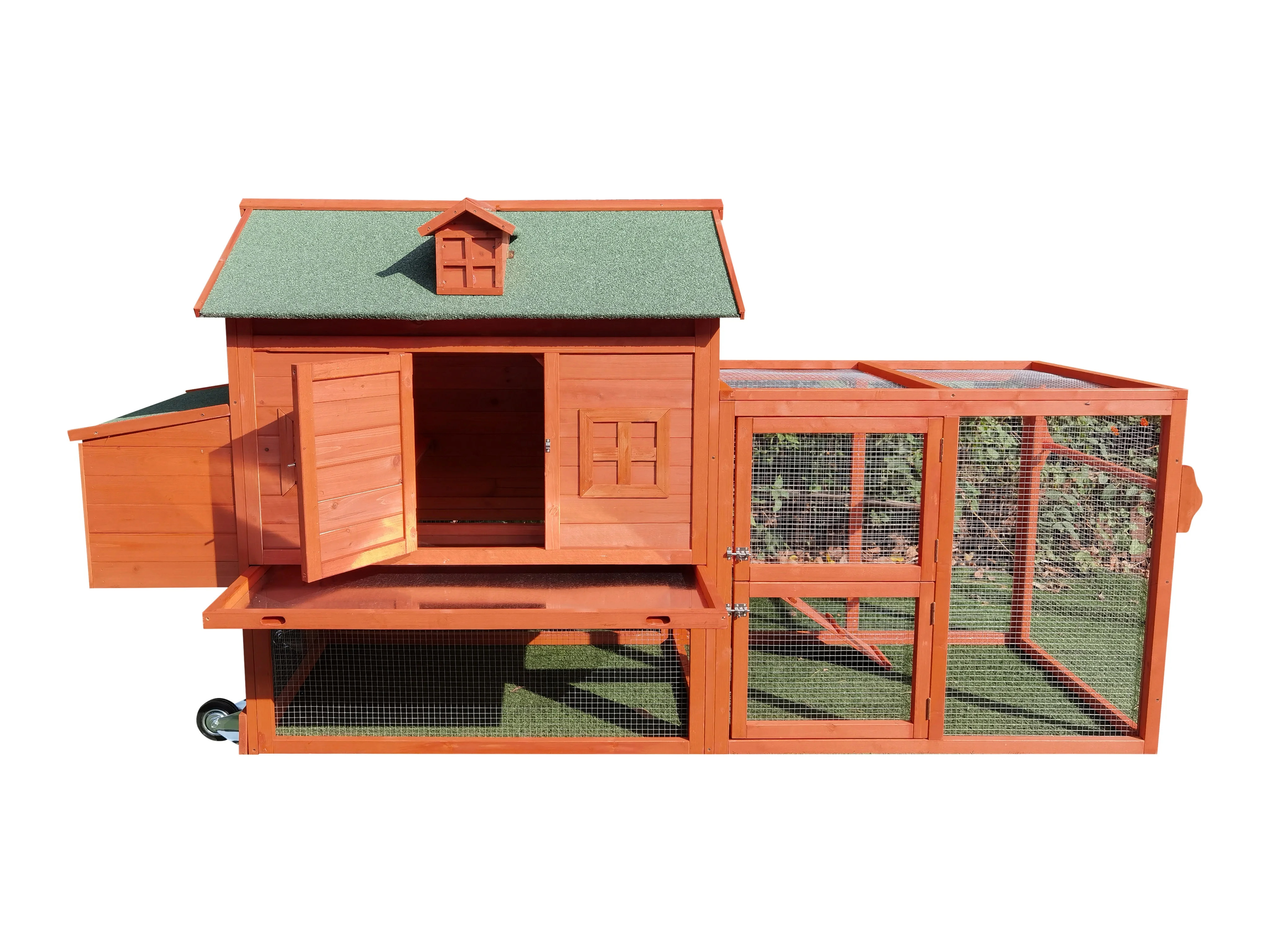 wooden chicken coop with wheels