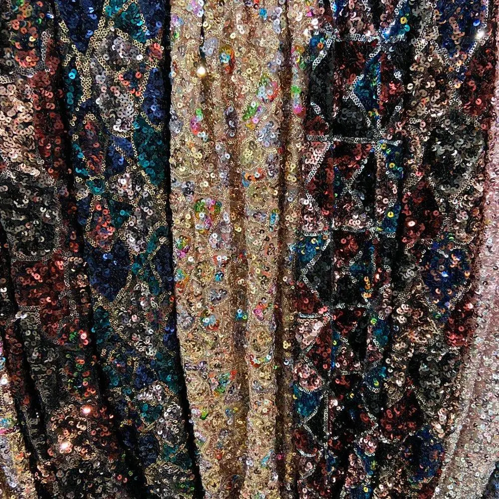 Новое поступление, оптовая продажа, вечернее платье, ткань из полиэстера с 3d вышивкой и блестками