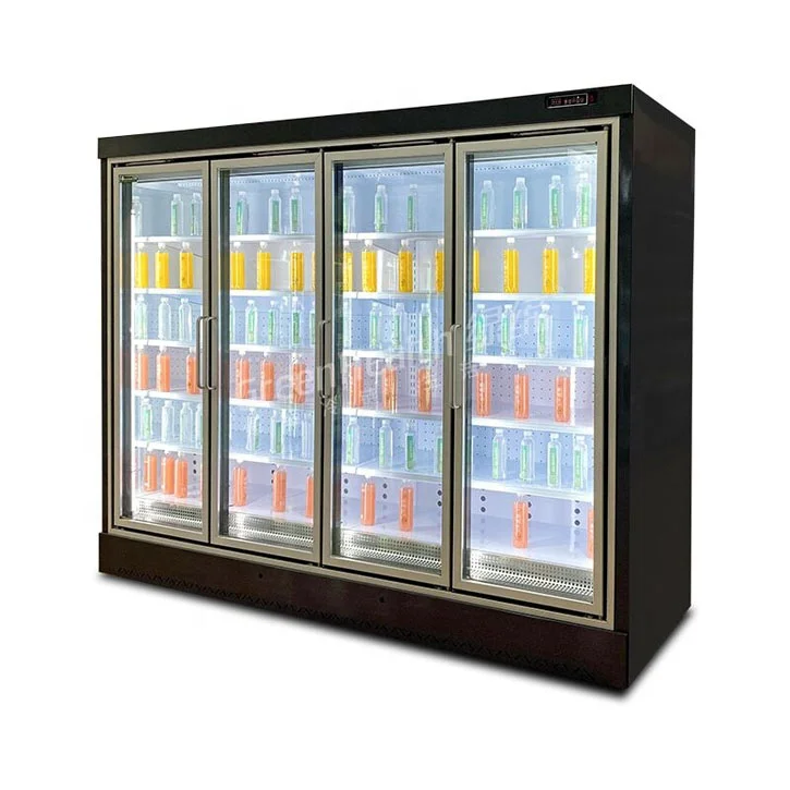Multideck Frozen Food Freezing Showcase Fruit And Vegetable Display Cooler Refrigerated Vertical Glass Door Freezer