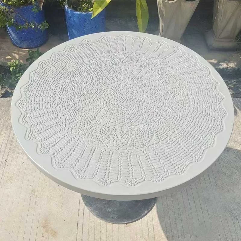 Luxury modern GRC cement table top metal base round Dining table for Home Living Room Furniture