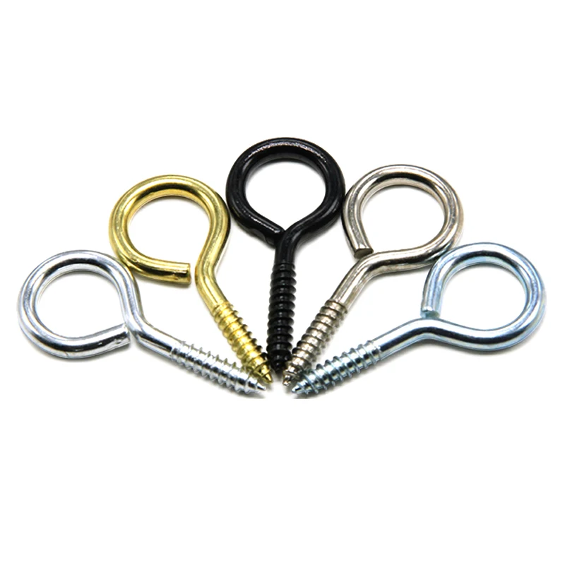 OEM Head Style Colorful Wood Fastener Eye Screw Hooks Sheep Eye Thread Screw Gold Eye Screw For Metalscrews