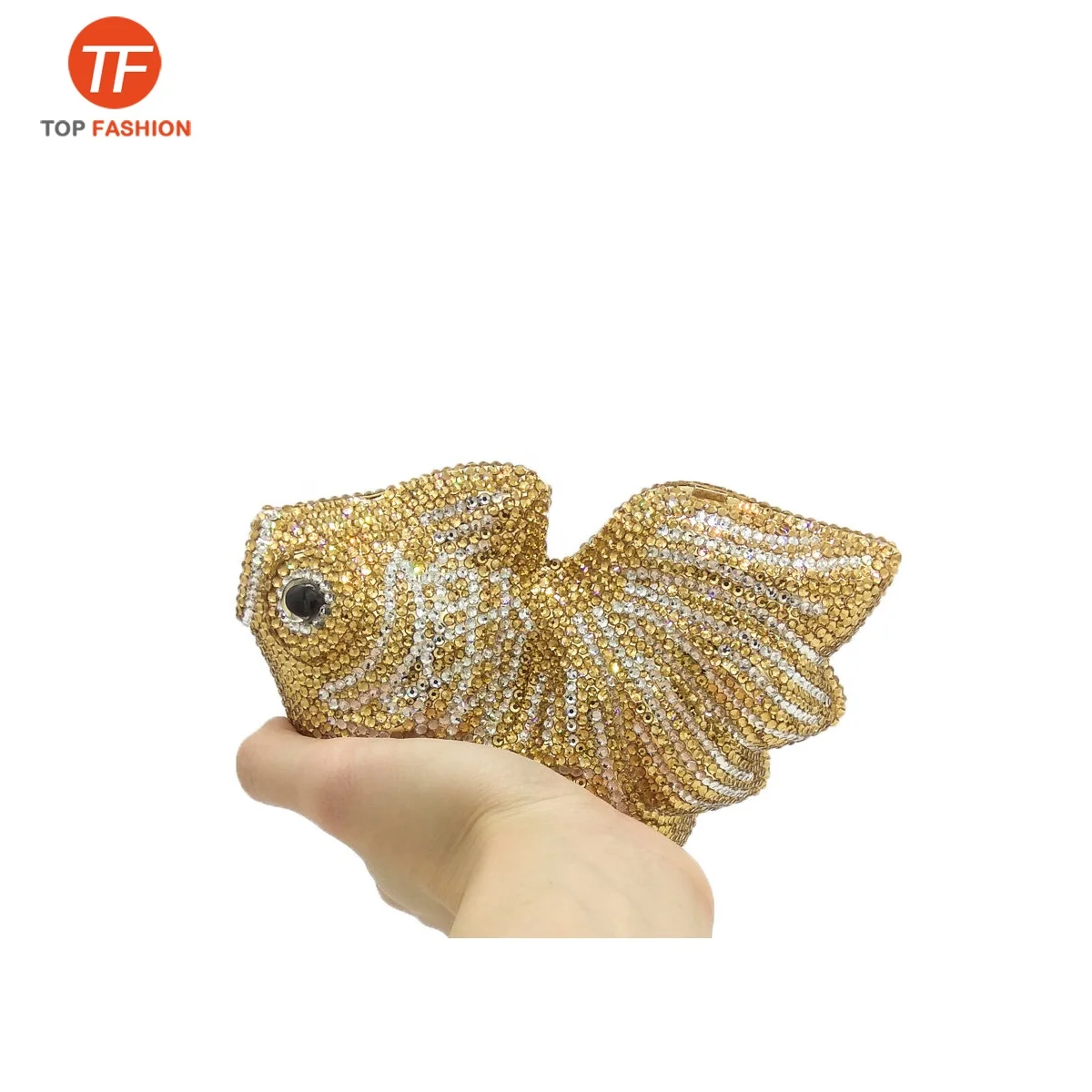 Factory wholesales Goldfish Crystal Clutch Evening Bags Women Wedding Party Bridal Handbags Purses