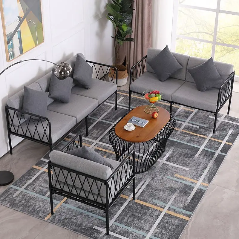 Wholesale Sectional Sofa Commercial Living Room Sofa Metal Iron frame Office Sofa Set Furniture