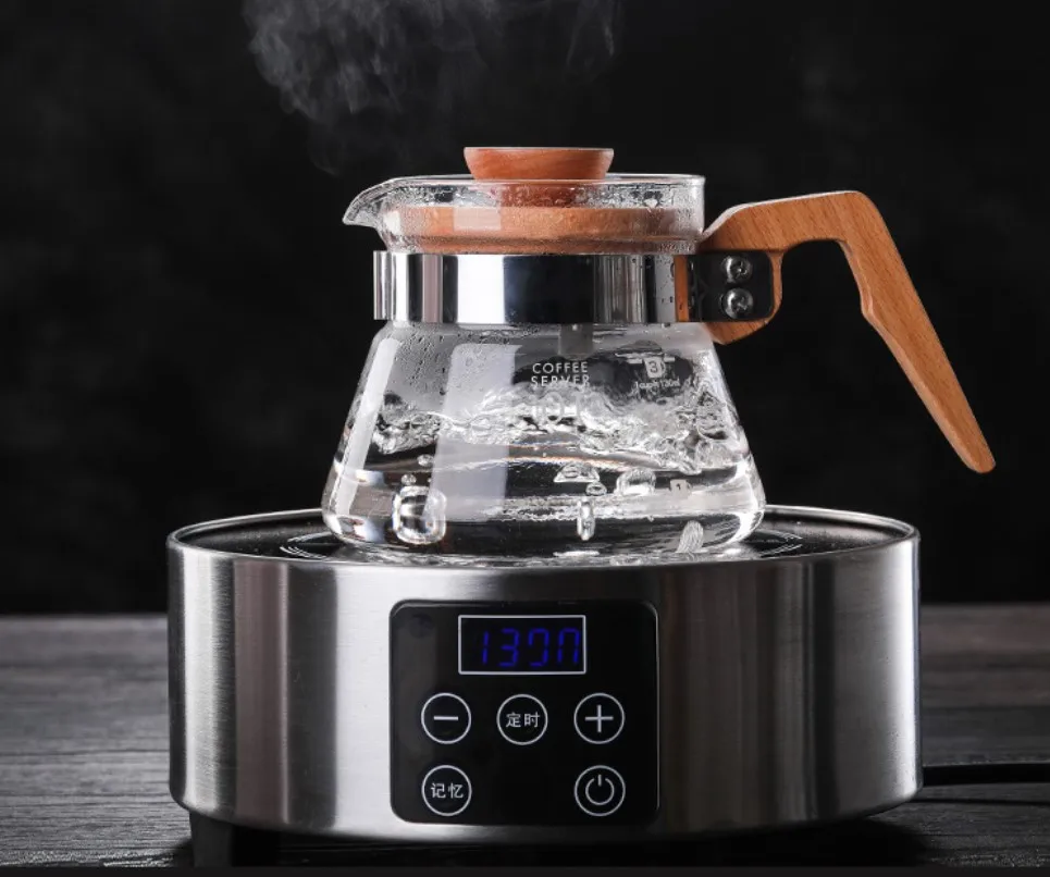 400ML  600ML  High borosilicate  glass coffee pot drip coffee pot with wodoen handle