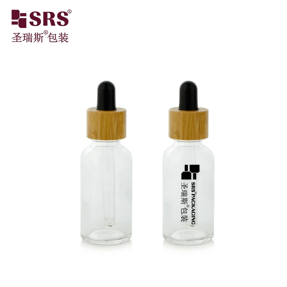 D003-30ml Fast Dispatch Stock Clear Colored Glass Empty Bottles Vial Packaging for Cosmetic Skin Care Serum Beard Oil For Men