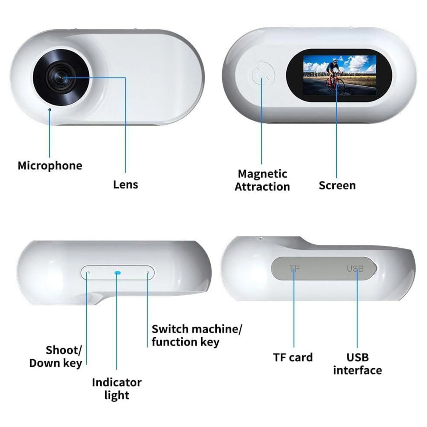 high quality portable sports bicycle motorcycle smart 1080p hd camera action pet video camera