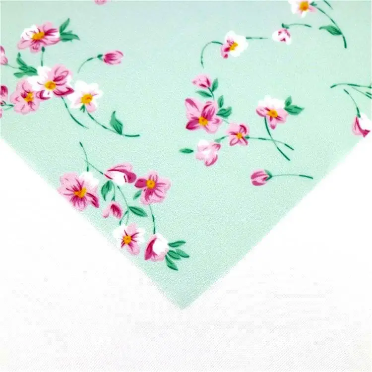 Fashion Lightweight Woven Pop Floral Print 100% Polyester Crepe Chiffon Fabric Good Price Stock Garments for Dress and Lining