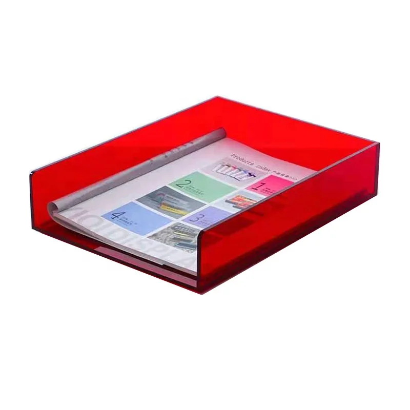 JERY Custom Acrylic 3 Tier Desk File Organizer A4 Letter Paper Tray Shelf File Acrylic Storage Racks for Home Office