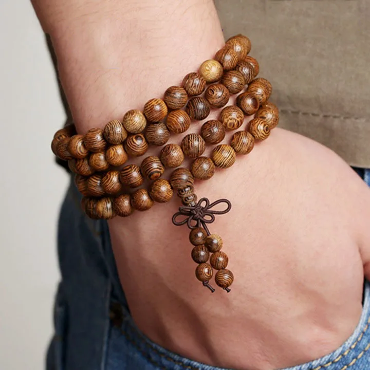 Wholesale Unisex 108 Natural Wood Beads Bracelet 6MM 8MM Rosewood Wenge Chicken-Wing Wood Prayer Rosary Meditation Mala Necklace