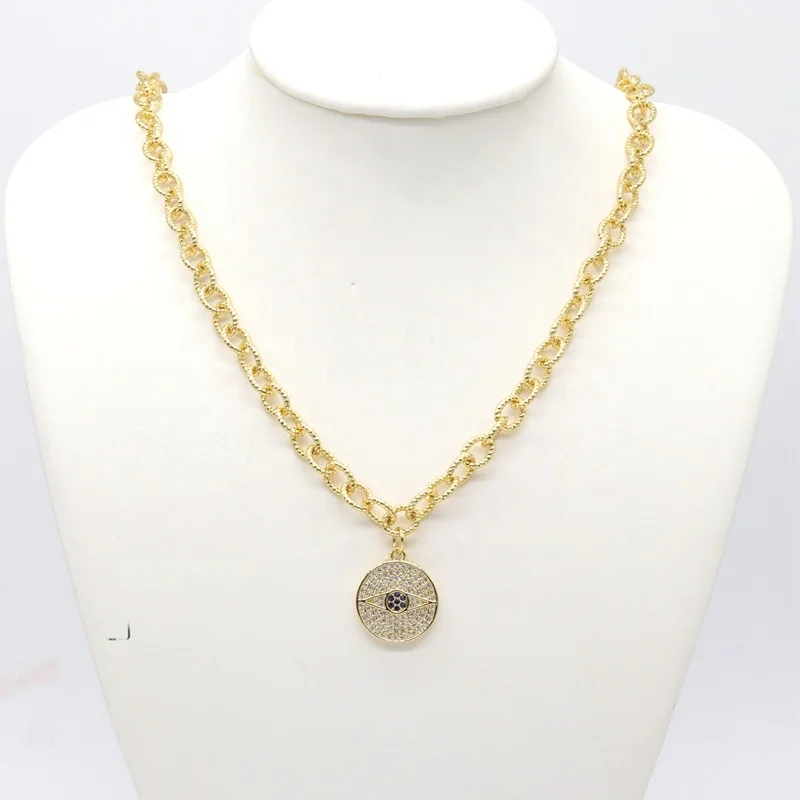 
Gold Plated Stainless Steel 18k gold chain lucky evils eyes jewelry necklace 