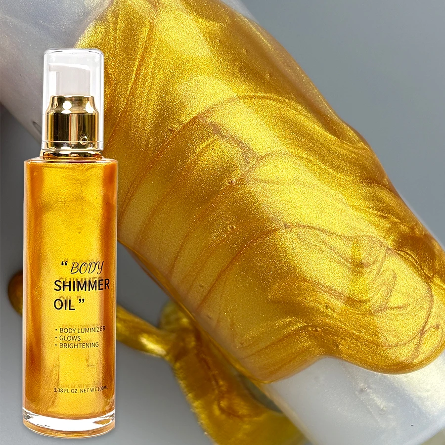 MLM Cosmetics Makeup Shimmer Bronze Face Glow Pearl Highlighter Illuminator Body Shine Glitter Liquid Taning Body Lotion Oil