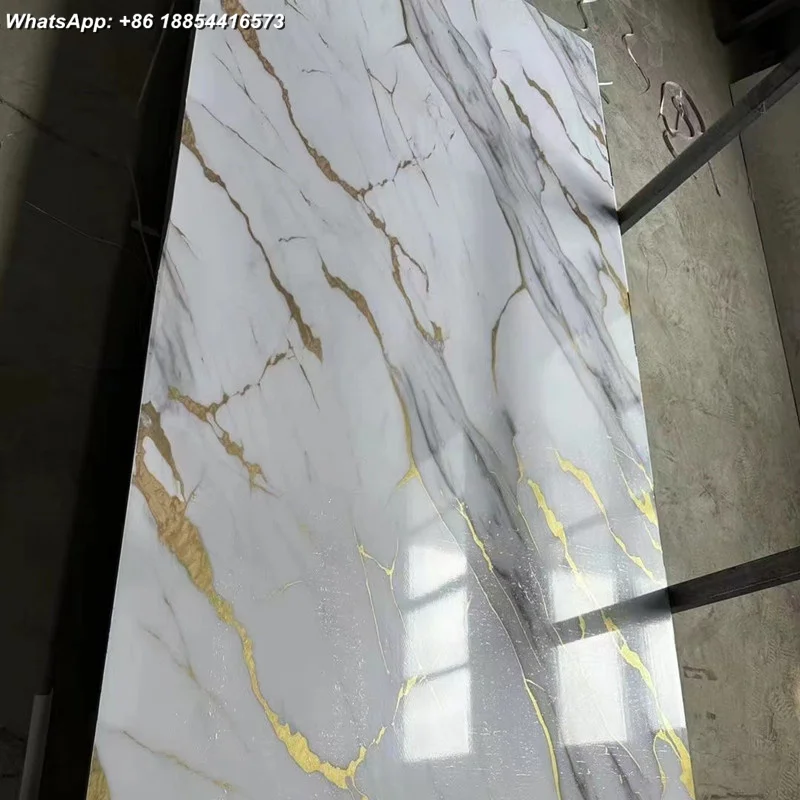 PVC Marble Sheet tv wall decoration board Bamboo charcoal WPC PVC foam wall Panel