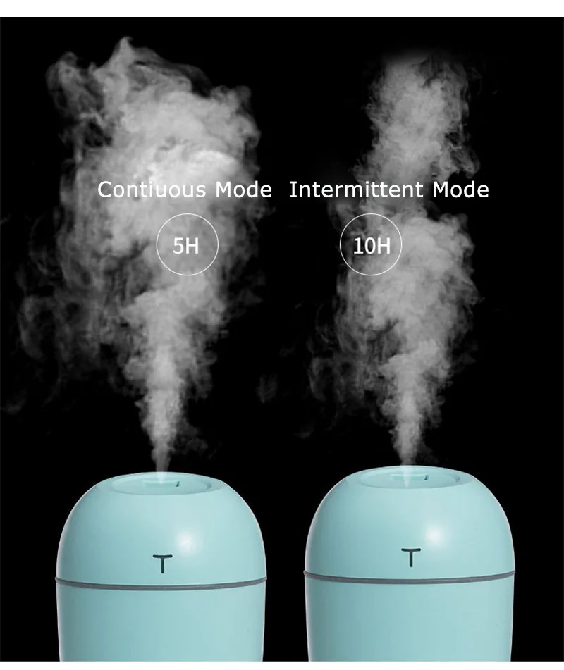 New Humidificador Mini Air Humidifier Aroma Essential Oil Diffuser Portable Humidifier for Home Car USB with LED Night Lamp