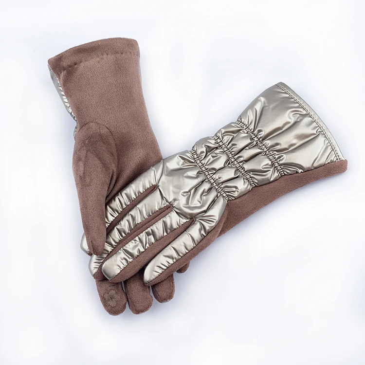 Wholesale winter stylish women gloves wash free down  cotton riding gloves embroidered touchscreen  gloves