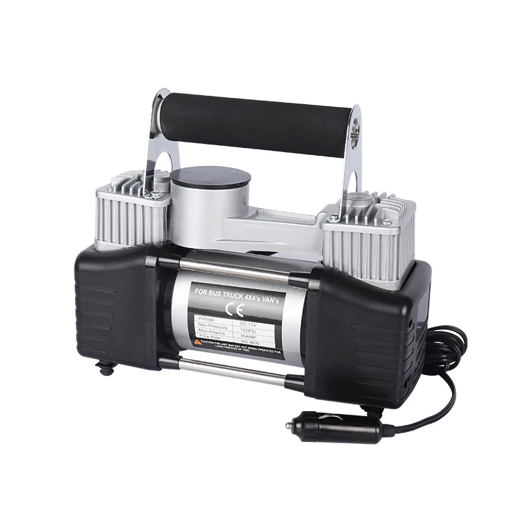 DC 12V car tyre inflator 2 cylinder tire air pump 150psi car tyre air compressor with metal pressure gauge