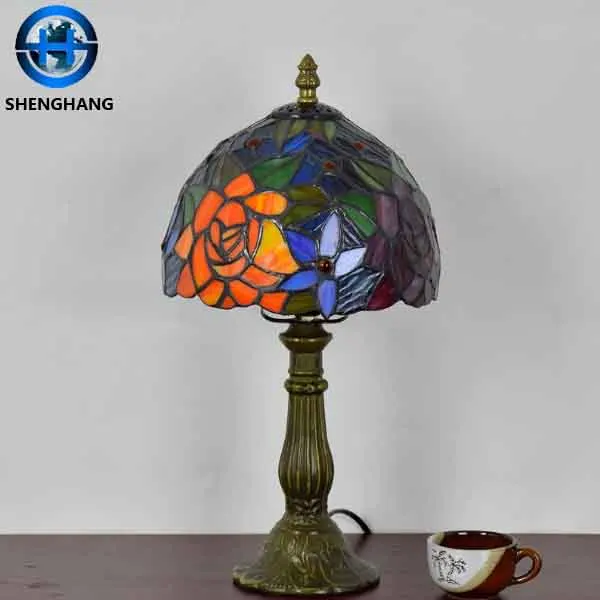 8-дюймовый Европейский витражный Тюльпан Стиль Тиффани стол стеклянный стиль тумбочка лампа для чтения