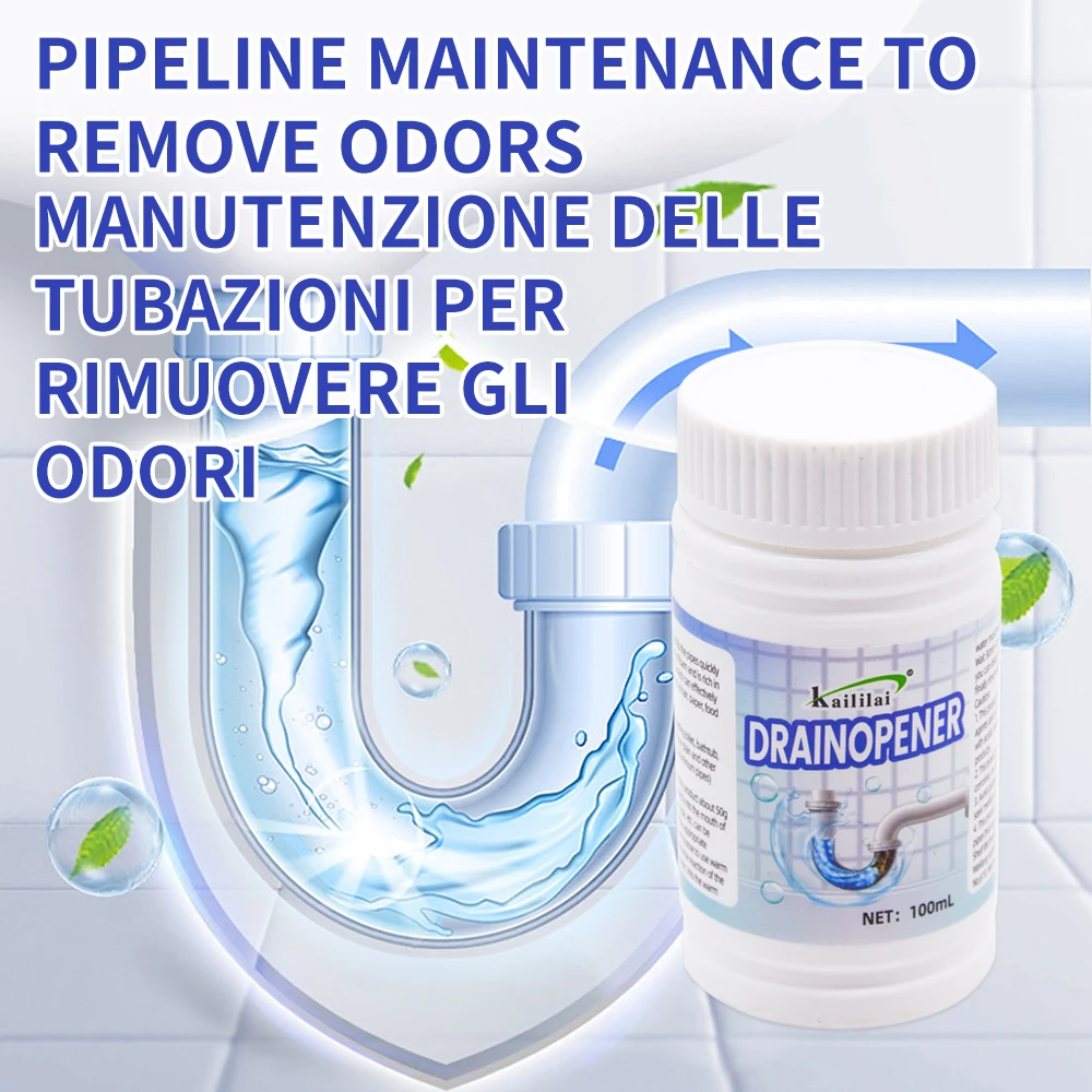 Powerful Kitchen & Bathroom Sink Drain Cleaner Strong Pipe Dredging Agent with Effective Powder