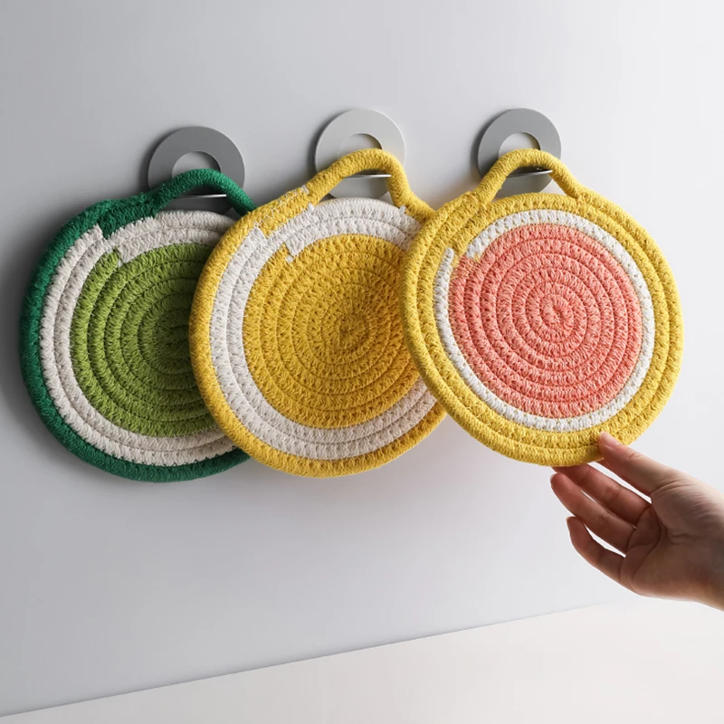 cotton place mats for kitchen table round logo customized place mats table mat dinner pad anti-slip heat resistant home decor