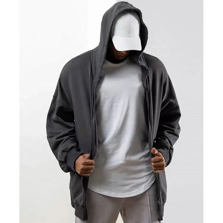 2022 New Arrivals Streetwear Mens Hoodie Cotton Heavy Weight French Terry Unisex Oversize Women Zip up Hoodies no Strings