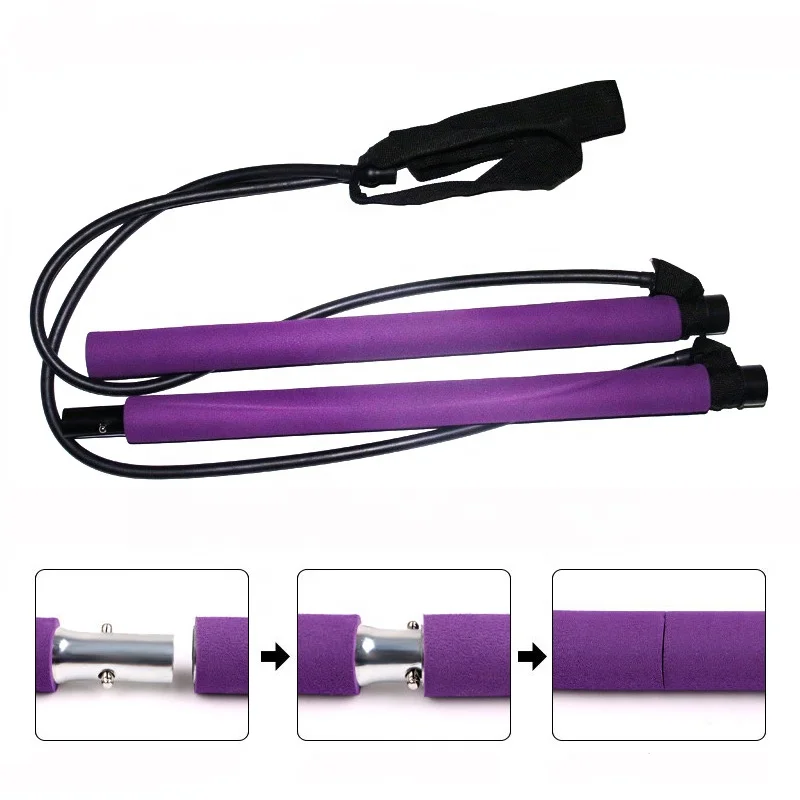 Yoga Pilates Bar kits with toning tube resistance bands fitness bands exercise training body building