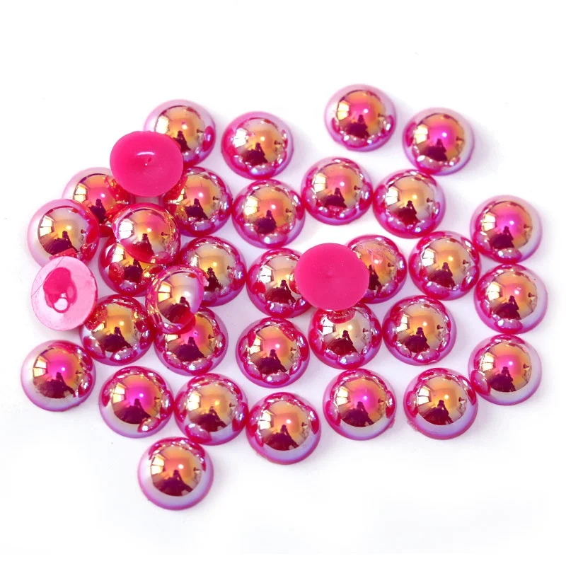 Wholesale AB colors plastic ABS flat back pearl in bulk half round loose pearls For DIY Hair Accessories
