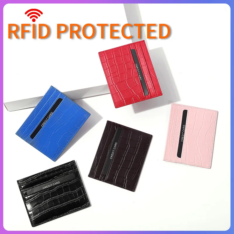 Лидер продаж тонкий кошелек из крокодиловой кожи с отделением для карт и RFID-защитой маленький простой натуральной женщин