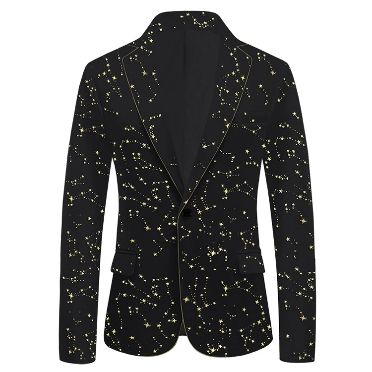 Fashion Single Breasted One Button Glitter Blazer for Men Stylish Slim Fit